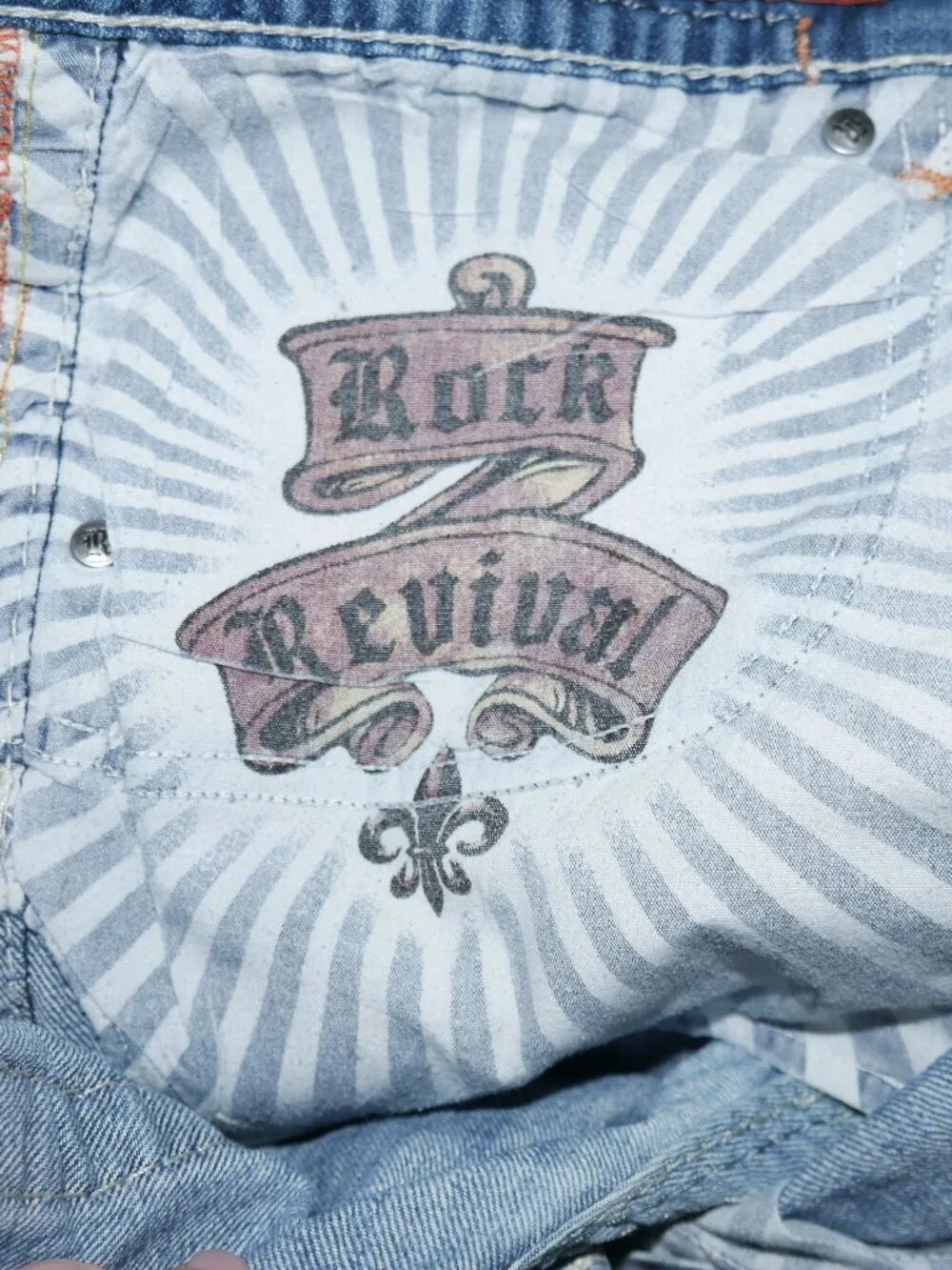 Rock Revival Nelson Bootcut Jeans Men 36x34 Light Wash Distressed Thick Stitched